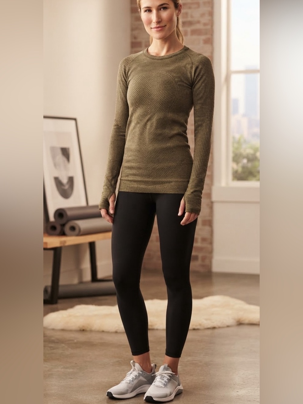 Lululemon Restless Pullover RUN Heathered Military Green LONG SLEEVE 8